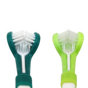 Wholesale 2 in 1 pet dental care <b>Cleaning</b> Three Heads Durable & Soft 3d pet toothbrush for cat dogs - Product Image 5