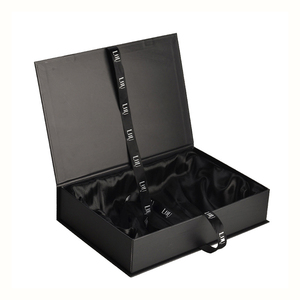 Recyclable Premium Black Magnetic Paper Wig Boxes Satin Luxury Large Mailer Packaging Custom Logo Hair Bundle Extension Package