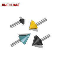 Jinchuan Fraise à queue de 6 mm pour routeur CNC, fraise à face en carbure, fraise à rainure en V 3D pour le travail du bois, revêtement TiN, personnalisable OEM