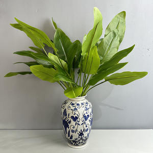 ต้นใบตองจำลองสีเขียวสำหรับตกแต่งสวนฤดูใบไม้ผลิฝน Calla พืชใบลิลลี่สวรรค์ใบนกโรงงานโดยตรง - Product Image 1