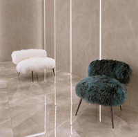 Fauteuil de salon confortable et moelleux sur mesure OEM/ODM, en tissu polaire moderne imitation fourrure d'agneau, pour salle à manger, salon, hôtel
