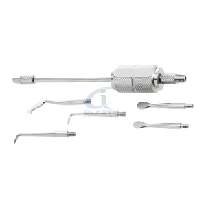 CLASTY INSTRUMENTS Extracteur de couronnes dentaires lesté, manuel, en acier inoxydable, avec 5 embouts spécialisés, certifié CE Classe I - Product Image 1