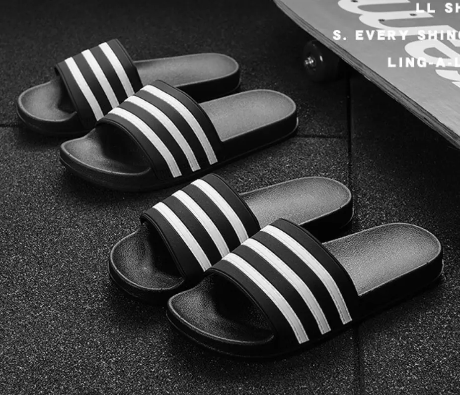 Stripe pattern bathroom slipper PVC men's Slipper Custom logo available printed logo slipper