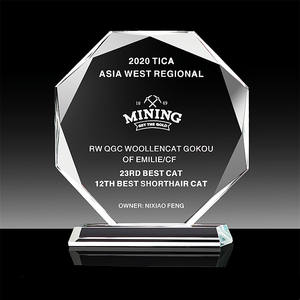 डी कस्टम लोगो यूव प्रिंटिंग ट्रॉफी कप क्रिस्टल ग्लास ट्रॉफी ऑक्टागन ग्लास पट्टिका - Product Image 1