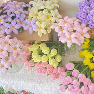 Flores de limpiapipas hechas a mano LUYI al por mayor, mezcla de tulipanes y rosas, varillas retorcidas, plantas terminadas, regalo creativo, decoración del hogar - Product Image 2