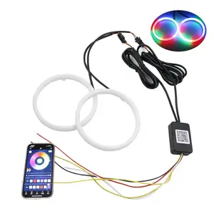 Car Headlight LED Angel Eye Light with APP Control Dream Color Halo Ring Light for Xenon Projector Lens