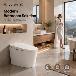 Toilette intelligente en céramique sur pied grande taille avec commande vocale, écran LED, télécommande, auto-nettoyante, sans eau, lumière B715 Yacht Smart & I - Product Image 1