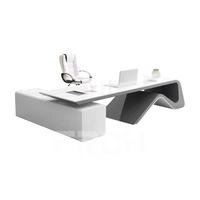 Bureau de direction nordique, design de table de bureau en bois blanc de luxe, mobilier de bureau