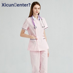 Divisa da Infermiera da Donna, Completo Due Pezzi a Maniche Lunghe, Estivo, per Lavoro, Odontoiatria, Medicina, Salone di Bellezza, Reparto Ostetrico, in Poliestere/Cotone Tessuto - Product Image 5