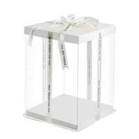 Boîte à gâteau transparente en PET en gros pour l'emballage de gâteaux d'anniversaire et de mariage