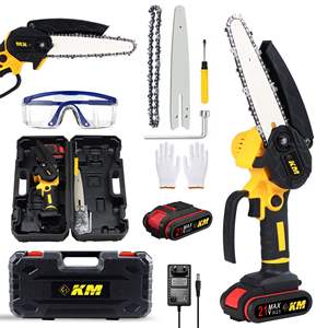 Km Mini 6-Inch Rechargeable Chainsaw 21V Brushed Motor Battery Powered Outdoor Logging <b>Saw</b> - Product Image 2