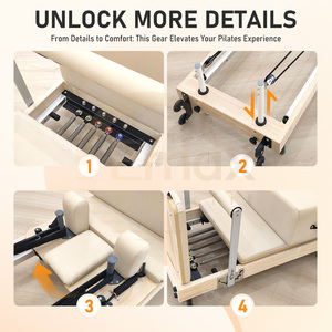 Lettino Pieghevole in Legno di Quercia per <span class=keywords><strong>Pilates</strong></span>, Macchina <span class=keywords><strong>Reformer</strong></span> per Fitness, Attrezzatura per <span class=keywords><strong>Pilates</strong></span> Domestico - Product Image 4