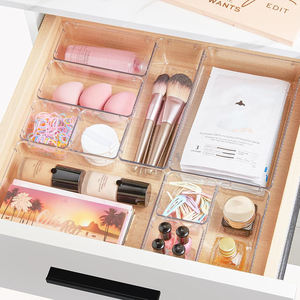 Modern Sustainable <strong>Bathroom</strong> and Vanity Clear PS <strong>Plastic</strong> Storage <strong>Bins</strong> Multipurpose Drawer Dividers Organizer for Kitchen - Product Image 6