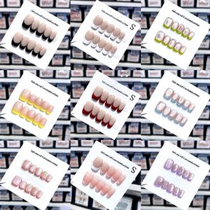 Venta al por Mayor de 10 Uds. de <span class=keywords><strong>Uñas</strong></span> Acrílicas Francesas Hechas a Mano, Personalización Avanzada, <span class=keywords><strong>Uñas</strong></span> Postizas de Cobertura Completa para Mujer - Product Image 1