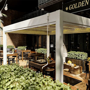 <span class=keywords><strong>Pergola</strong></span> de jardin en aluminium avec cadre en osier imperméable personnalisé, style pavillon et persiennes - Product Image 3