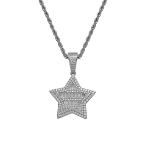 Colgante de pentagrama, accesorios de hip hop, collares para hombre y mujer, circonita con incrustaciones de cobre, colgante de estrella de circonita. - Product Image 5