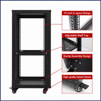 Armoire de serveur mobile OEM personnalisée de 19 pouces à cadre ouvert avec étagère réglable sur roulettes en acier laminé à froid