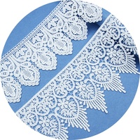 Stock d'usine : Tissu brodé en soie de lait soluble dans l'eau, non élastique, avec bordure en dentelle et broderie code-barres, pour accessoires de rideaux et de vêtements
