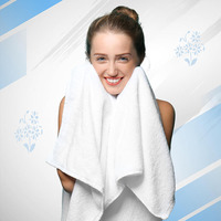 Serviette en coton 100% filé en anneau, super épaisse, absorbante, de luxe, pour hôtel, spa, salon, salle de bain, douce, 35*75, avec logo personnalisé