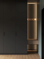Armoire à chaussures en bois noir avec un design contemporain simple pour appartement et hall d'hôtel