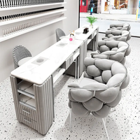 Ensemble table et chaise de manucure de luxe moderne, chaise rembourrée Cloud, table de salon de manucure avec tiroirs de rangement pour salon de beauté