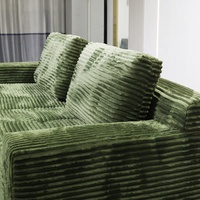 Ensemble de canapé carré de luxe à trois places avec pieds en acier inoxydable, rembourrage en éponge et revêtement en tissu pour salles de bain