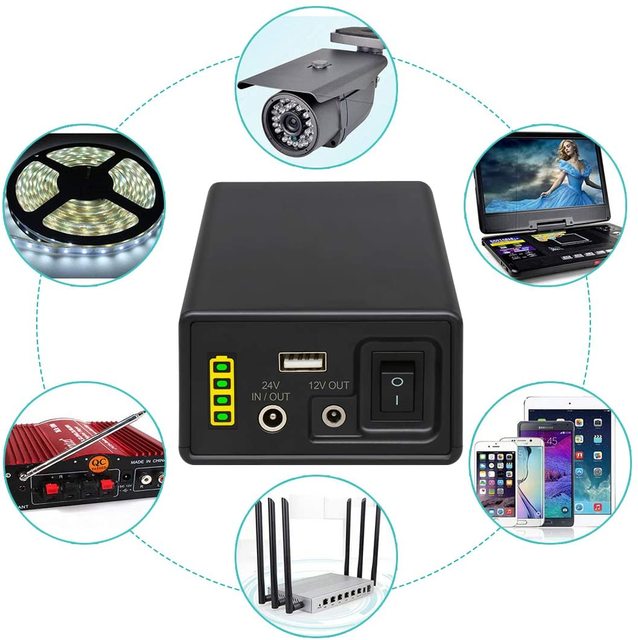 YABO UPS 24V 12V Mini DC UPS 5V USB Power Bank Input 29V Mini UPS for Wifi Router LED Light Strip