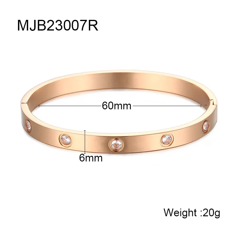 18K Gold Rose Plated Stainless Steel Fashion Waterproof Jewelry Open Cuff Diamond Evil Eye 4 Four Leaf Clover Bangle Bracelet