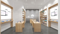 Présentoir d'accessoires de téléphonie mobile ROYAL avec éclairage LED et comptoir en verre pour centres commerciaux de luxe