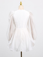 Robe de soirée mini en organza blanc à col en V rétro française de haute qualité Bettergirl 2026