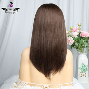 Top en soie médical fait à la main avant à noir brun clair cheveux naturels droits cuir chevelu fourrure de soie pour femme blanche - Product Image 2