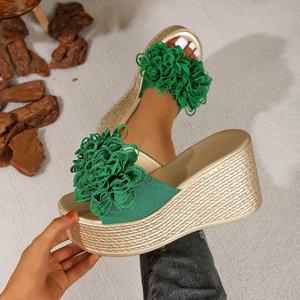 Nouvelles sandales d'été compensées à plateforme pour femmes, grande taille, avec nœud et semelle épaisse, vente en gros transfrontalière 733 - Product Image 6