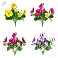 Buket Bunga Pansy Buatan 30cm, Bunga Viola Palsu Warna-warni untuk Keranjang Gantung, Dekorasi Rumah dan Taman