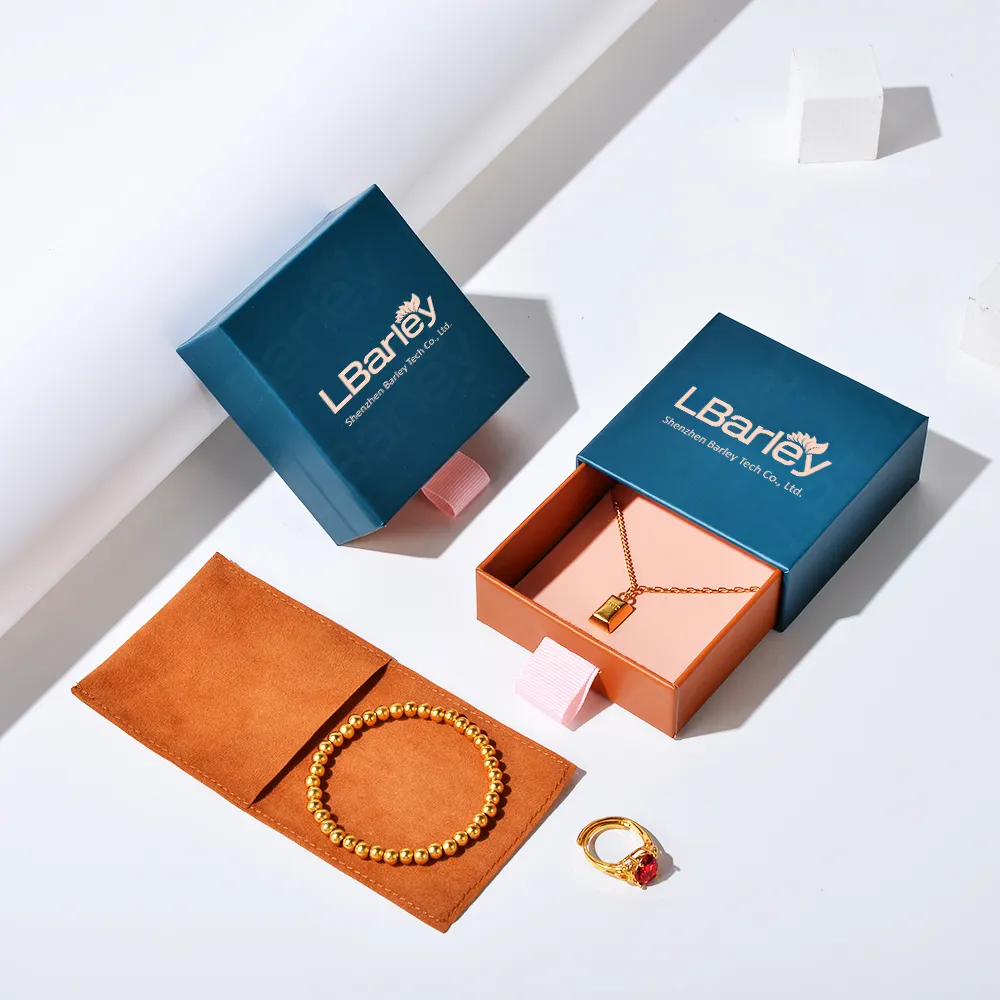 Ячмень на заказ логотип перерабатываемая Подарочная коробка Упаковка для ювелирных изделий ожерелье браслет кольца ящик бумажная коробка для ювелирных изделий