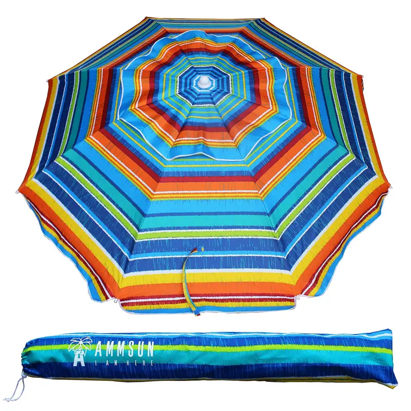 Пляжный зонт с бахромой и полосками, индивидуальный дизайн, печатный рикардовый наружный ручной открытый и закрытый, все в 1, ветрозащитная рамка белого цвета