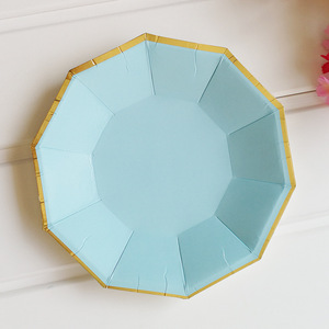 Vajilla Desechable DAMAI Bronzing Decagon Azul Claro, Juego de Vajilla para Fiestas para Niños y Adultos, Platos y Vasos de Papel Desechables - Product Image 3