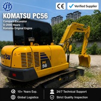 Excavadora Komatsu PC56 de 5 y 6 Toneladas, Cucharón de 0.2 M3, Excavadora Hidráulica de Orugas, Original de Japón, Usada, Lista para Exportación, en Venta
