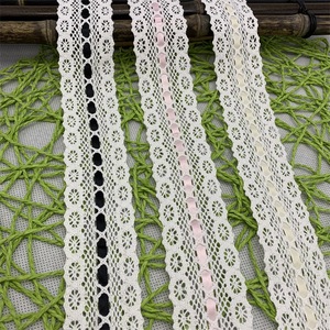 Garniture en dentelle de coton au crochet de haute qualité en gros avec ruban au milieu pour vêtement - Product Image 4