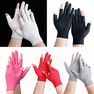Guantes de Algodón Elástico con Pulgar e Índice Expuestos, Hidratantes para Uso Nocturno, Guantes de Uniforme para SPA y Chauffeur, MOQ Bajo, Logotipo Personalizado - Product Image 1