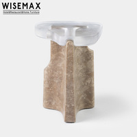 WISEMAX FURNITURE Table basse d'angle irrégulière de style italien, table d'appoint créative en marbre pour salon