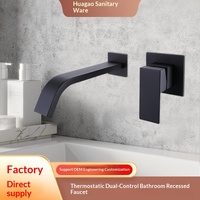 Robinet de lavabo mural encastré moderne et minimaliste en cuivre, à double commande chaud-froid, pour hôtel, fourni par un fabricant transfrontalier