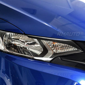 1 par de cubiertas decorativas para faros delanteros de coche, de fibra de carbono real, para Honda Fit Jazz 2014 2015 2016, accesorios para coche - Product Image 6