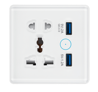 Prise intelligente WiFi UEMON pour maison connectée, prise universelle 5 trous, Royaume-Uni, avec deux interfaces USB, cadre en verre 2.5D + plastique