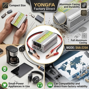 Convertisseur de courant pour voiture monophasé YONGFA, DC12V vers AC230V, utilisation domestique et pour appareils électroménagers, <span class=keywords><strong>mini</strong></span> convertisseur à onde sinusoïdale modifiée, convertisseur OEM - Product Image 3