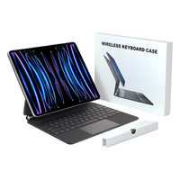 Casing Keyboard Ajaib Magnetik Baru dengan Trackpad Multi-Touch untuk iPad Pro 11/10.9/12.9/13 inci, Nirkabel BT, Backlit, USB-C, Desain Ramping