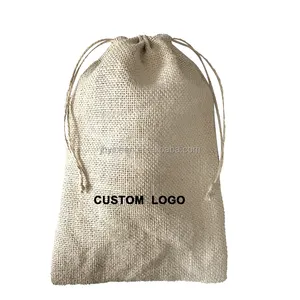 Wholesale Custom Logo Drawstring Burlap Herbal Medicine Pouch Jute Hessian Bags For Lavender Seeds