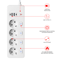 Multiprise intelligente PUJIMAX 1,5 m avec protection contre les surtensions, 4 prises AC et 1 port USB Type C 3,1 A
