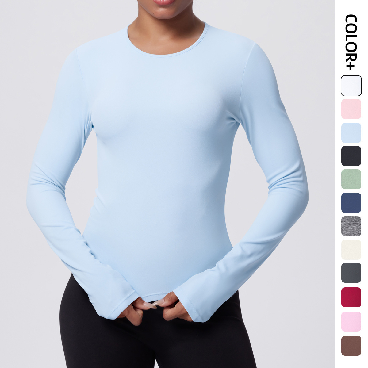 Custom Logo Women Long Sleeve Yoga Top Solid Color Slim Fit Breathable Workout Shirt Spring Running Training Fitness Wear