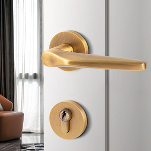 Solid <strong>Brass</strong> Interior <strong>Door</strong> Lock <strong>Handle</strong> Split Luxury Privacy Copper <strong>Door</strong> Lever <strong>Handles</strong> - Product Image 2