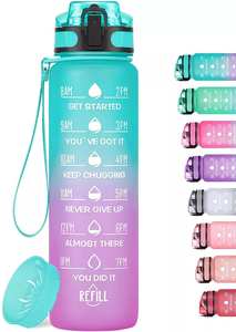 Filtro de paja de plástico para gimnasio, botella de <span class=keywords><strong>agua</strong></span> con marcador de tiempo, sin BPA, 1L, 32 oz, personalizado - Product Image 6